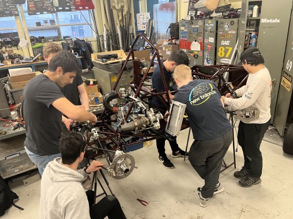 Assembling the car for the final time after painting was complete