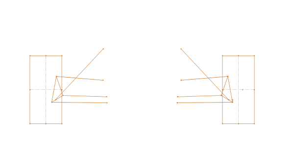 Front suspension and steering geometry laid out using 3D and 2D sketches